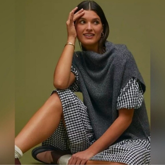 Anthropologie Cashmere Charcoal Crop Sweater Vest - Picture 12 of 12